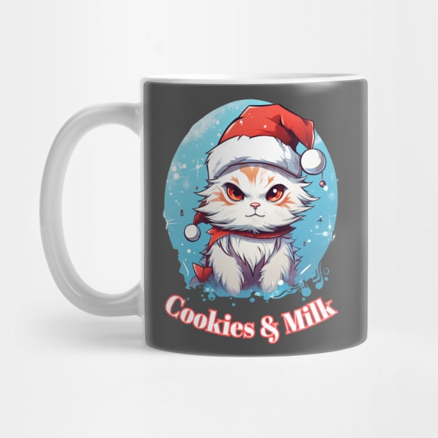 Cookies & Milk - Christmas Cat - Winter Holiday by MaystarUniverse